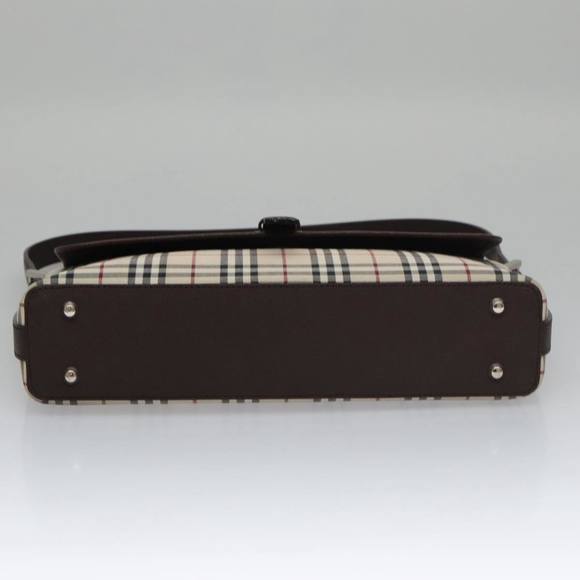 BURBERRY Nova Check Shoulder Bag Canvas Beige Silver Auth 106700 - Picture 5 of 16